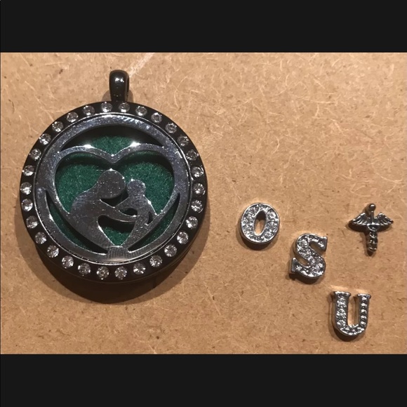 Origami Owl Jewelry - Rare Origami Owl Necklace Pendant Charms Lot O S U Medical Parent Child